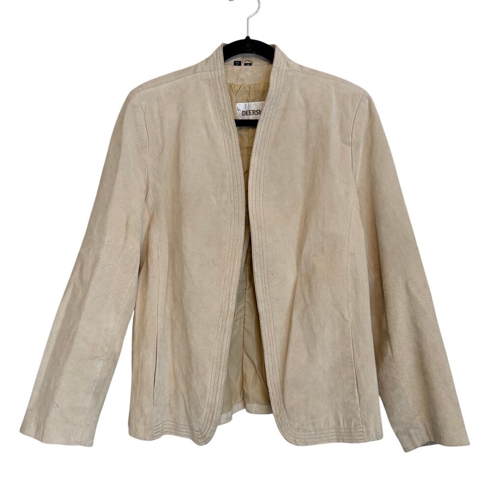 Vintage Deerskin Leather Jacket Womens Size 18 Tan Business Formal Career Work